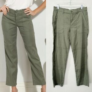 Level 99 Brennan Patch Pocket Pant Linen Lyocell Tapered Beachy Green Women's 29